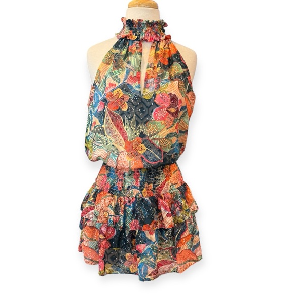 Amanda Uprichard Sorella Floral Smocked Tiered Mini Dress Seville Florescence S - Picture 3 of 13